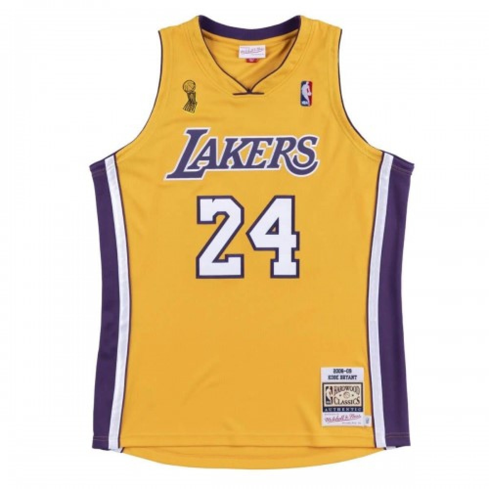 Men's Los Angeles Lakers Finals Kobe Bryant #24 Yellow 08-09 Hardwood Classics Jersey-Pro Kit Vault | Brand New 26/27 Sports Jerseys